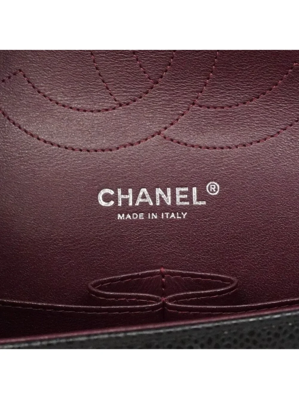 Chanel Shoulder Bag Maxi Quilted Caviar Leather Black Silver